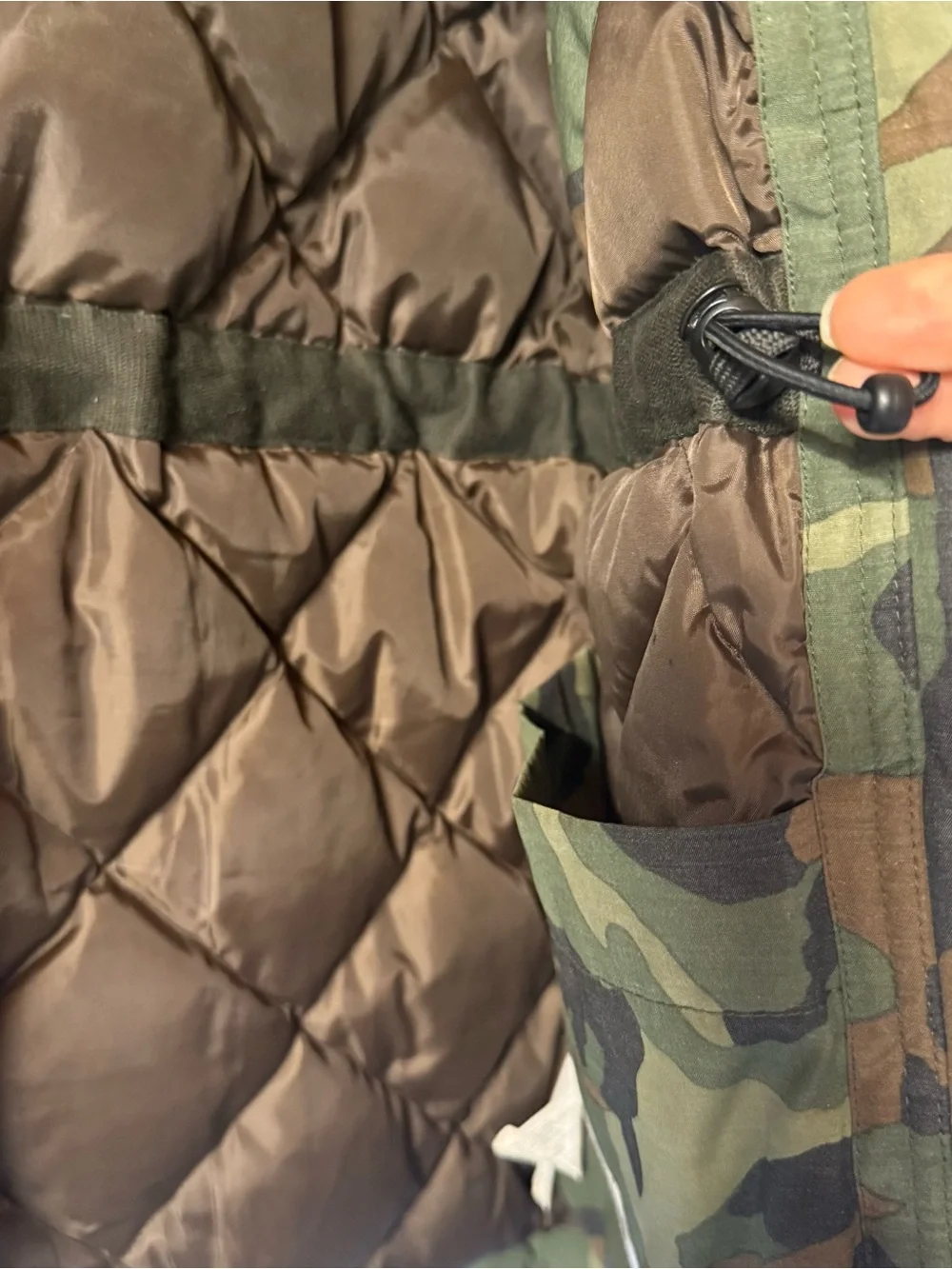 J. Crew Men's Camo Puffer Parka with Faux Fur Trim